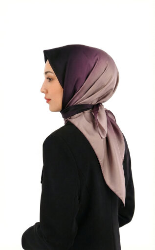 Plum Lilac Degrade Sura Silk Square Scarf 