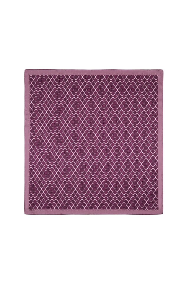 Plum Monogram Silk Square Scarf 