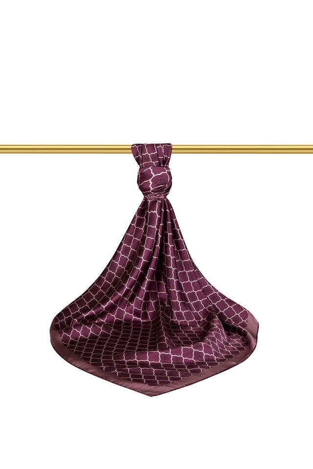 Plum Monogram Silk Square Scarf - 2