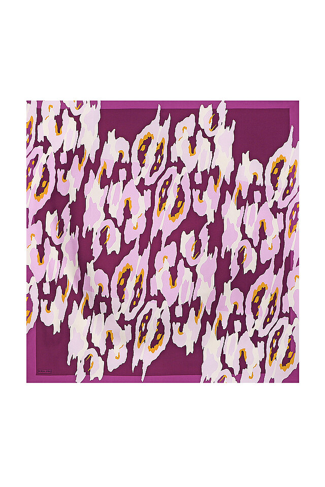 Plum Sare Pattern Twill Silk Square Scarf - Bursa İpek