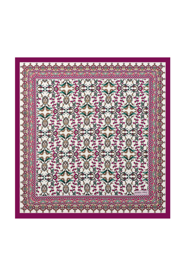 Plum Tile Tulip Pattern Silky Pocket Square - 1