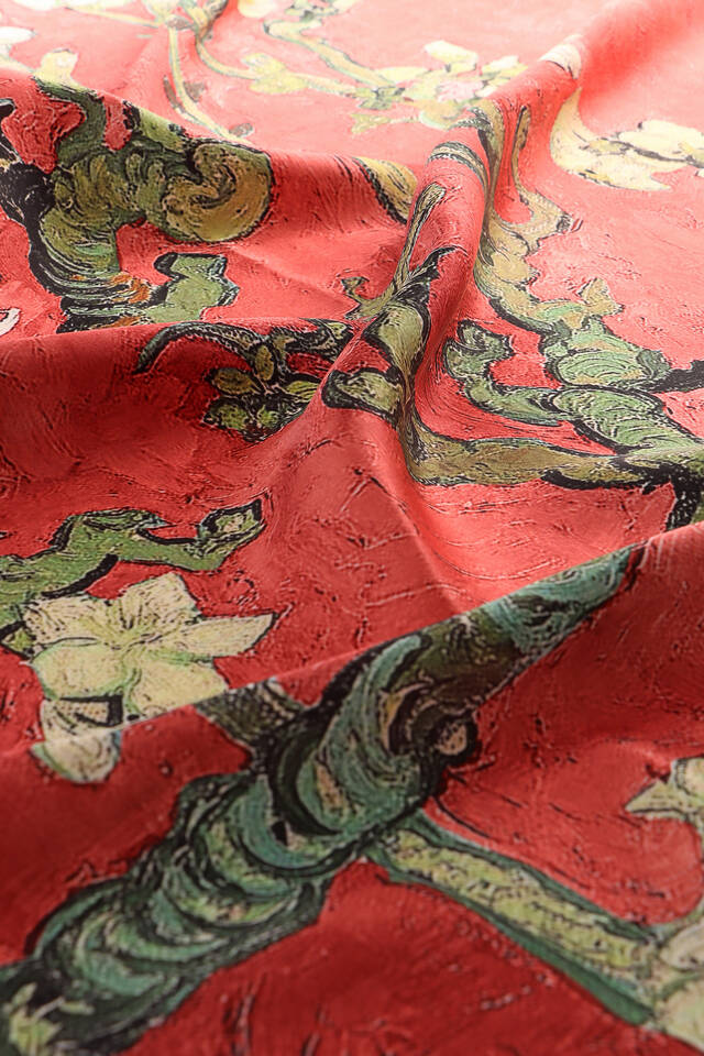 Pomegranate Almond Blossom Sura Silk Square Scarf - 3