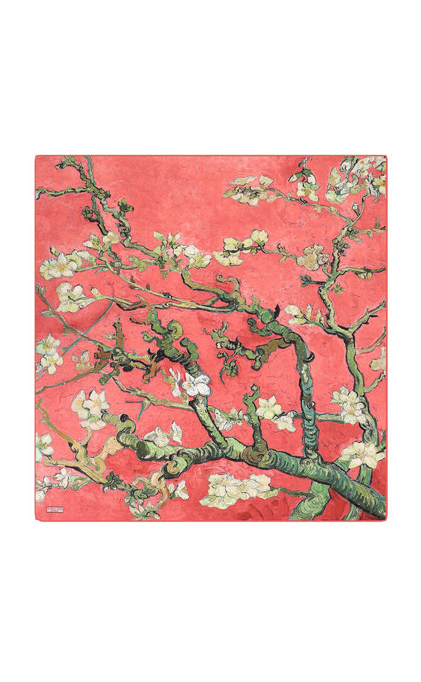 Pomegranate Almond Blossom Sura Silk Square Scarf - 2