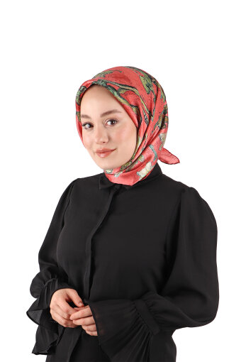 Pomegranate Almond Blossom Sura Silk Square Scarf 