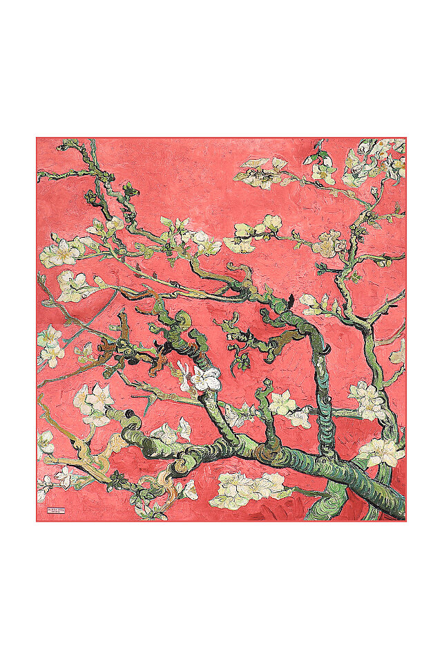 Pomegranate Almond Blossom Sura Silk Square Scarf 