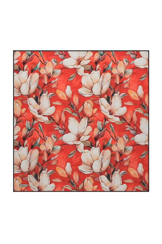 Pomegranate Flower Narcissus Pattern Silk Pocket Square - Bursa İpek