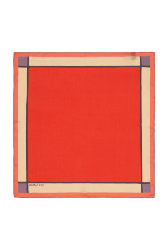 Pomegranate Flower Wide Border Plain Silk Pocket Square 