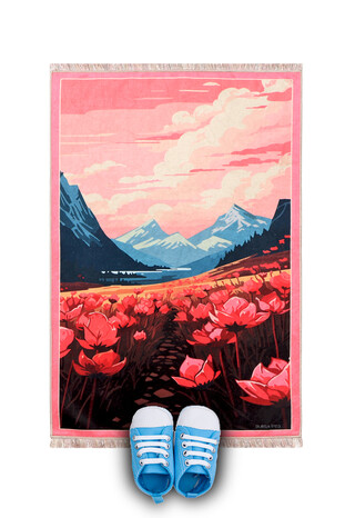 Pomegranate Poppy Velvet Children's Prayer Mat and Play Mat 