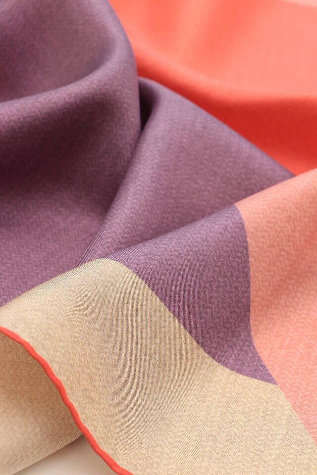 Pomegranate Purple Geometric Pattern Twill Silk Square Scarf - 3