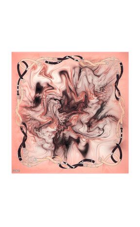 Powder Belt Pattern Sura Silk Square Scarf 