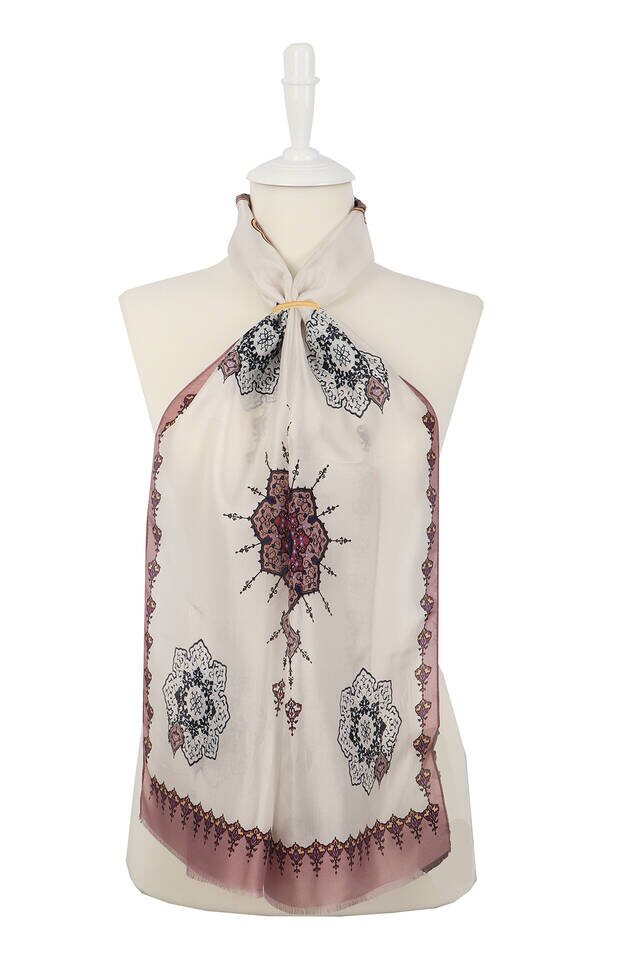 Powder Lilac Belly Voile Silk Foulard - 1