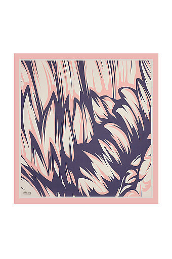 Powder Nilsu Pattern Twill Silk Square Scarf 