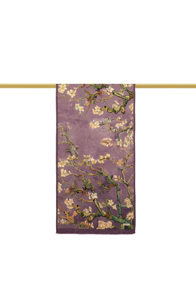 Purple Almond Blossom Silk Foulard - 3