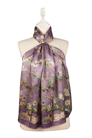 Purple Almond Blossom Silk Foulard 