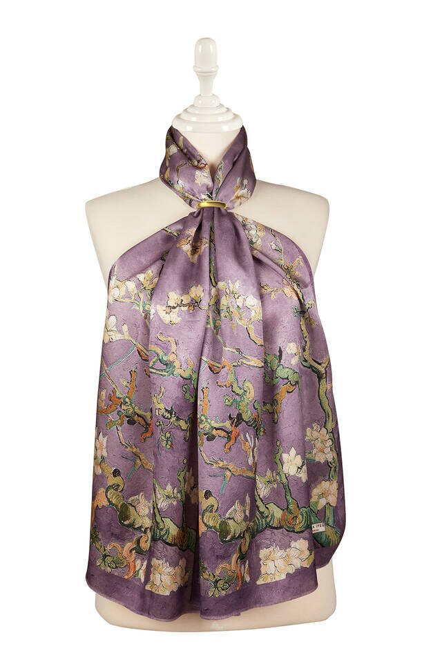Purple Almond Blossom Silk Foulard 