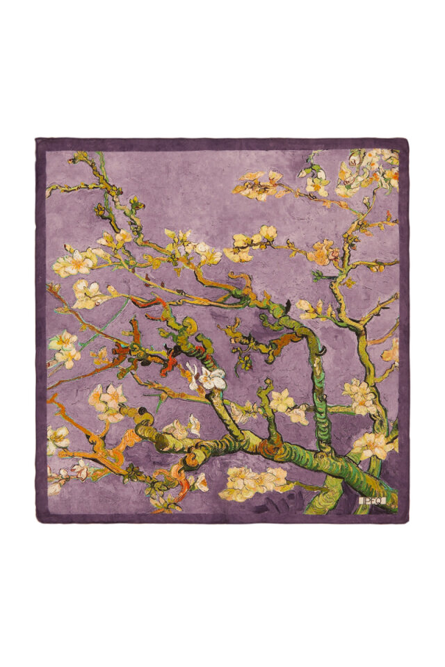 Purple Almond Blossom Silk Pocket Square 