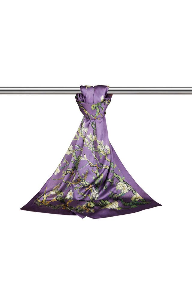 Purple Almond Blossom Silky Foulard - 3