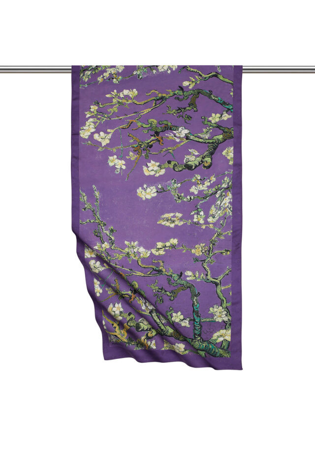 Purple Almond Blossom Silky Foulard 