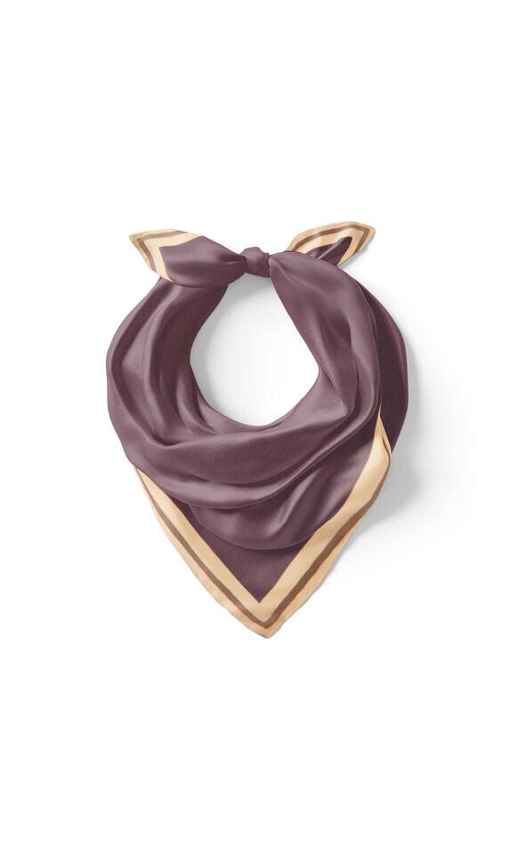 Purple Bordered Plain Silk Pocket Square - Bursa İpek