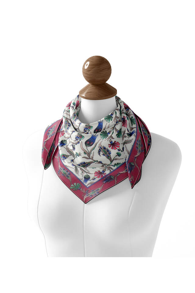 Purple Carnation Tulip Pattern Soft Square Scarf - 2
