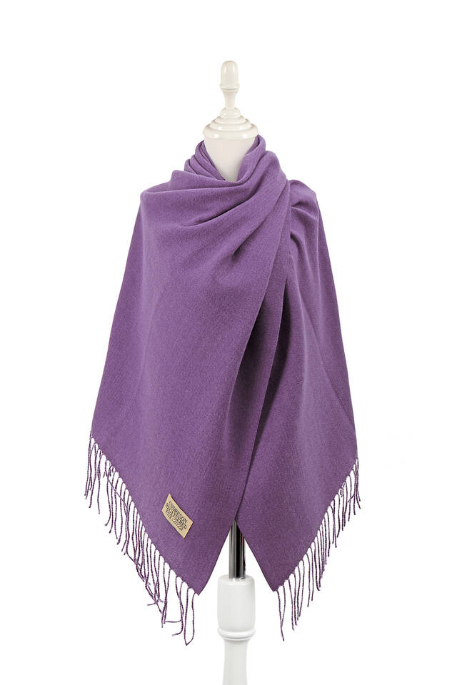 Purple Double-Sided Winter Shawl - Bursa İpek