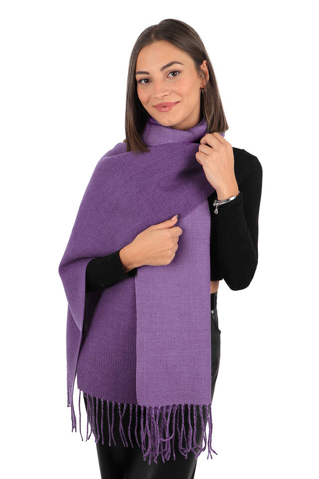 Purple Double-Sided Winter Shawl - 2