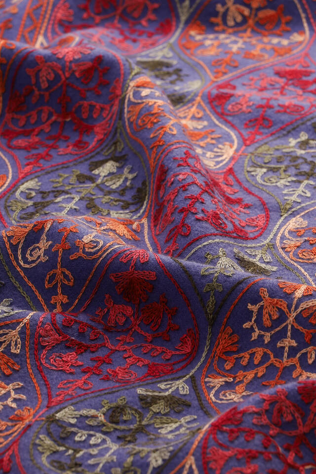 Purple Embroidered Winter Shawl - 4