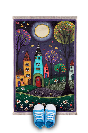 Purple Fairy Tale Velvet Children's Prayer Mat and Play Mat 