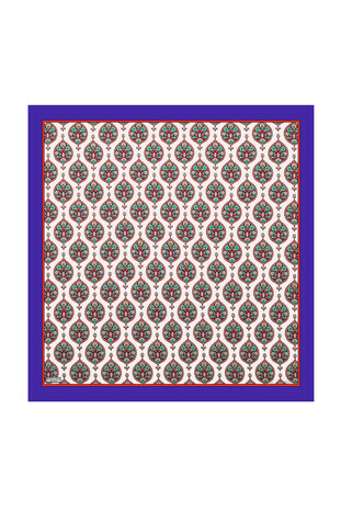 Purple Hatai Pattern Silk Square Scarf 