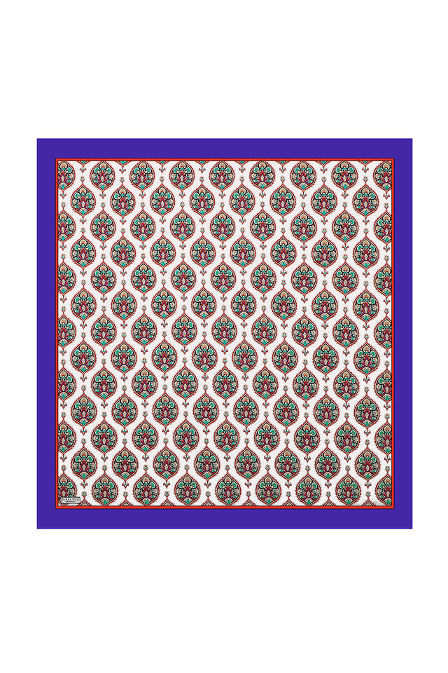 Purple Hatai Pattern Silk Square Scarf - 2