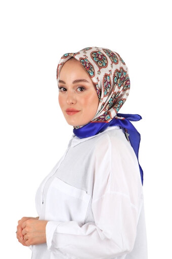 Purple Hatai Pattern Silk Square Scarf 