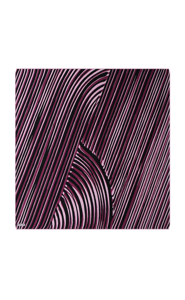 Purple Illusion Pattern Twill Silk Square Scarf - Bursa İpek