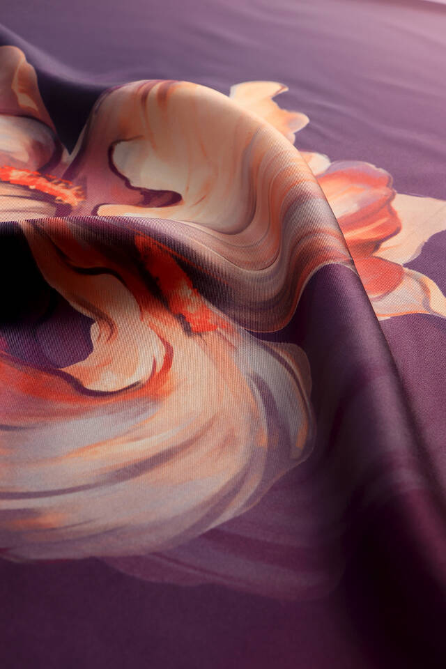 Purple Iris Pattern Twill Silk Square Scarf - 3