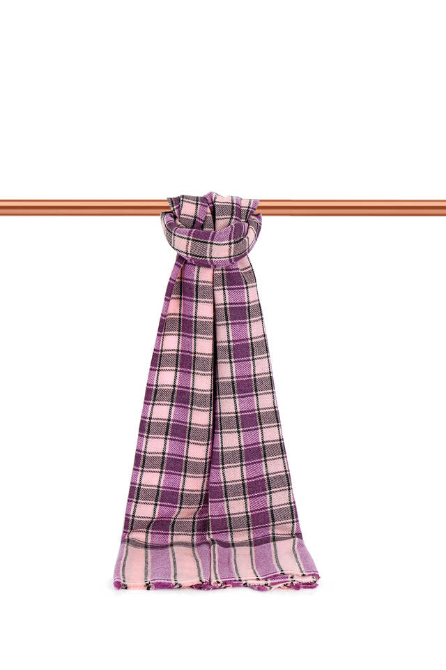Purple Men's Wool Wide Scarf - Bursa İpek