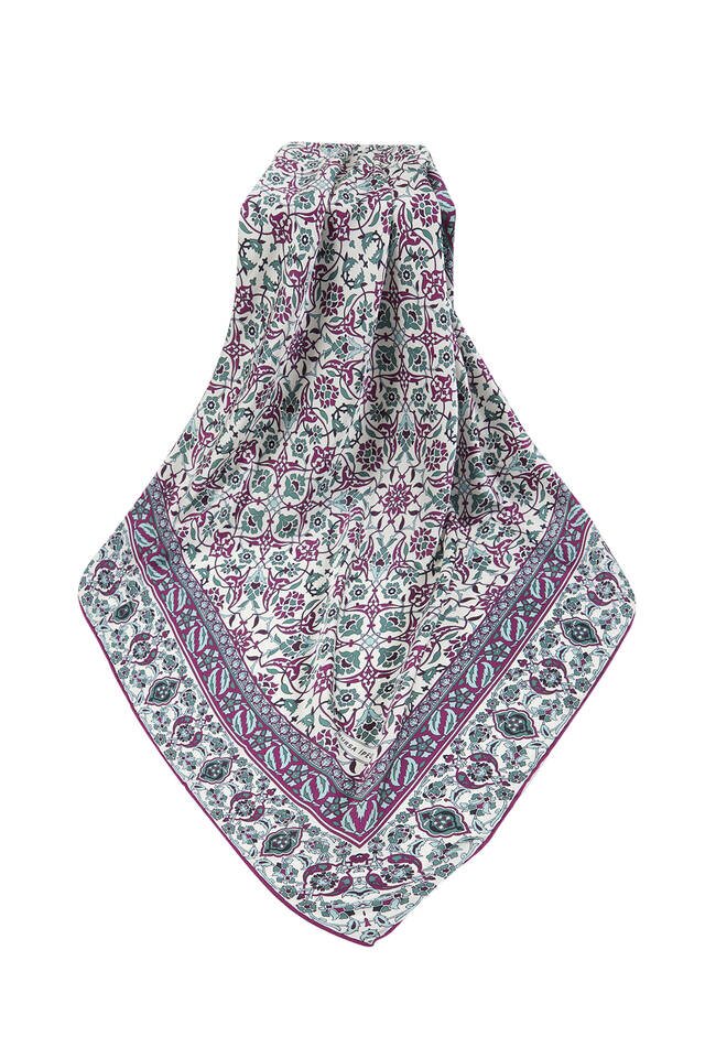 Purple Mint Turkish Patterned Tile Pattern Silk Square Scarf - 3