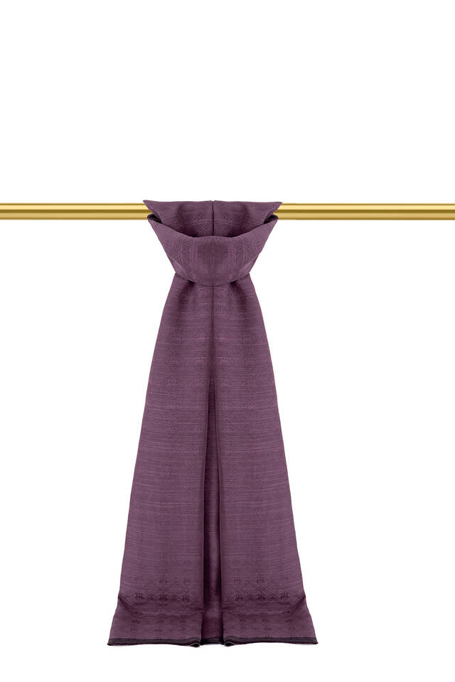 Purple Monogram Pattern Silk Cotton Scarf - 2
