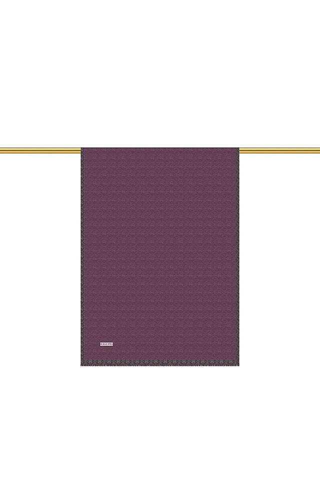 Purple Monogram Pattern Silk Cotton Scarf - Bursa İpek