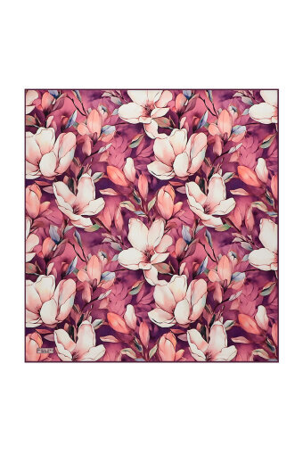 Purple Narcissus Pattern Silk Pocket Square 