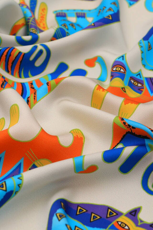 Purple Orange Patterned Silky Pocket Square - 3