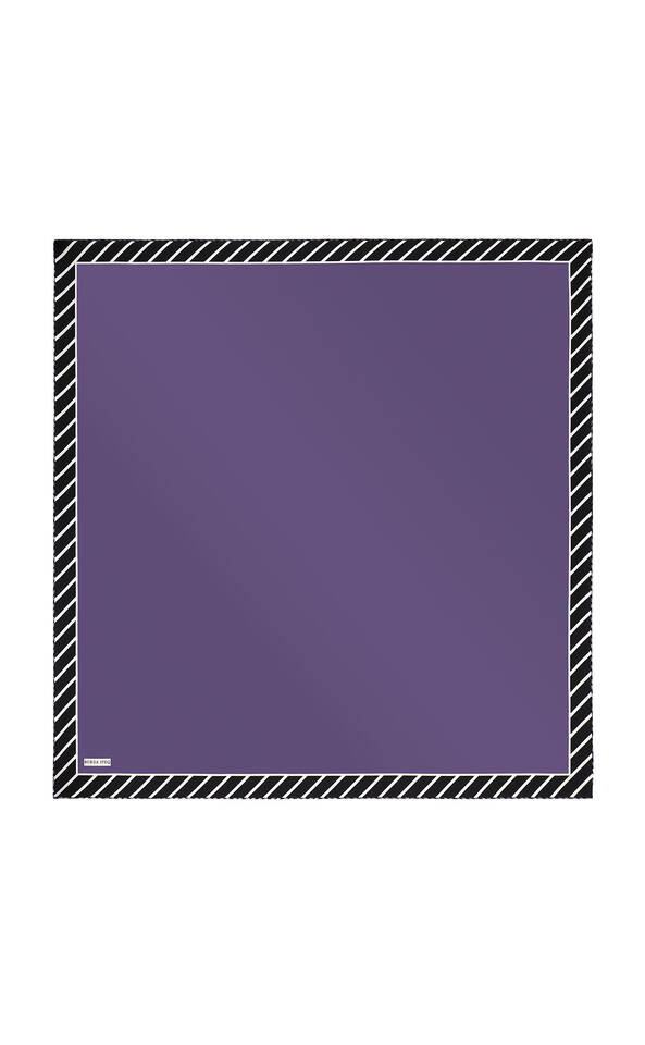 Purple Stripe Pattern Twill Silk Square Scarf - 2