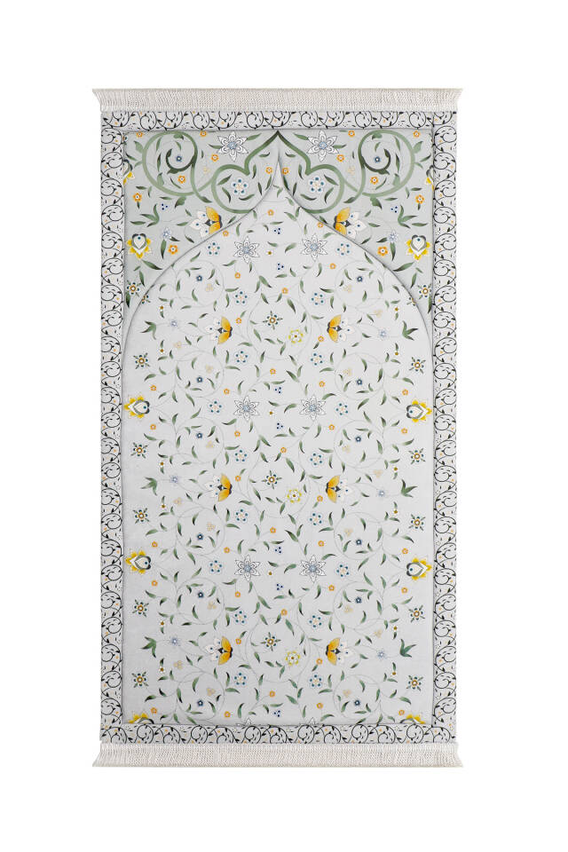 Gray Quilted Sponge Prayer Rug - Bursa İpek