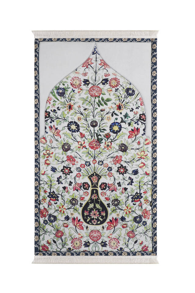 Gray Quilted Sponge Prayer Rug - Bursa İpek
