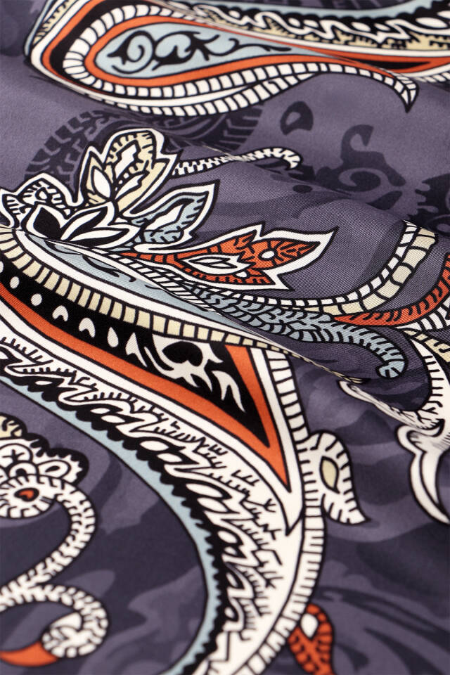 Amethyst Shawl Pattern Twill Silk Scarf - 3