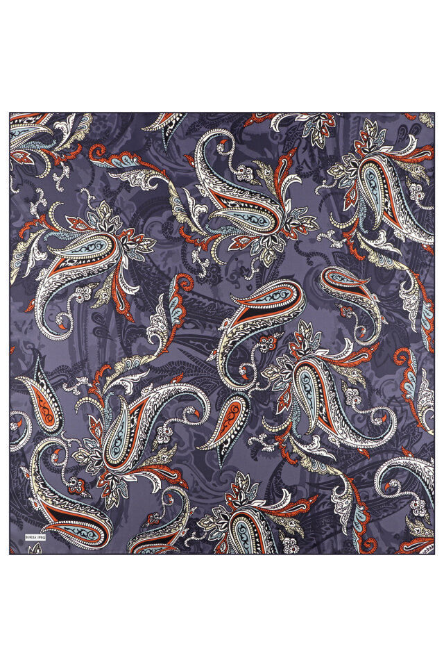 Amethyst Shawl Pattern Twill Silk Scarf - 2