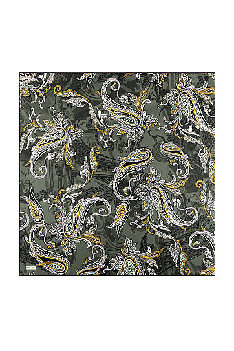 Khaki Shawl Pattern Twill Silk Scarf 