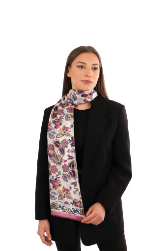 Dusty Rose Shawl Pattern Voile Silk Scarf 