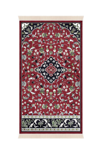 Bordo Ravza Desen Bambu Halı Seccade 