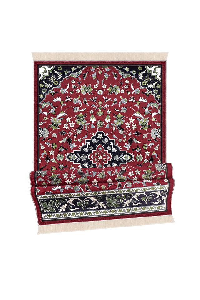 Bordo Ravza Desen Bambu Halı Seccade - 4