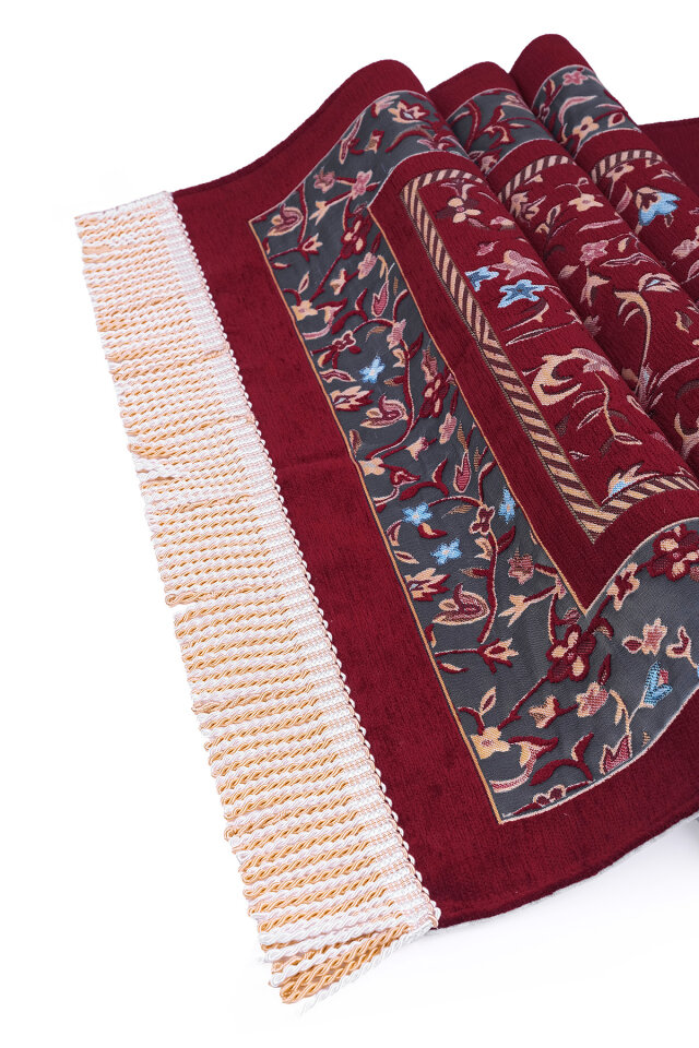 Bordo Ravza Desen Özel Dokuma Seccade - 3