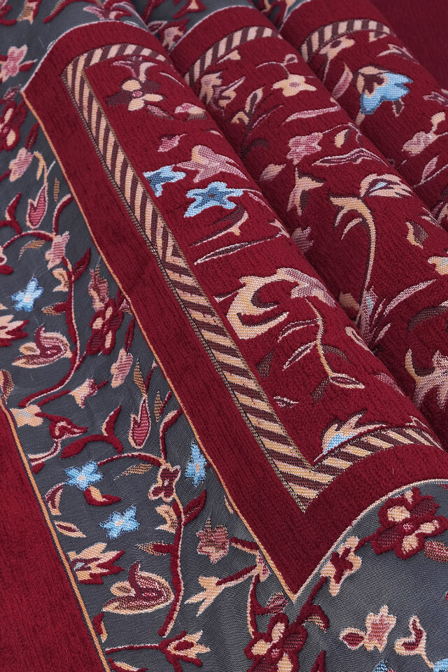 Bordo Ravza Desen Özel Dokuma Seccade - 2